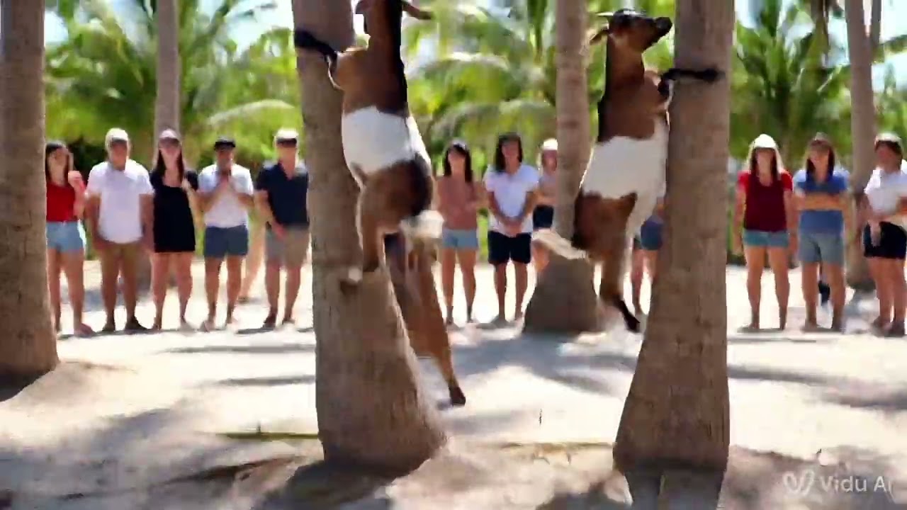 Unbelievable! Goats Going Up & Down Palm Trees While People Watch 