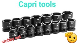 Capri Tools 1/2 in. Drive Stubby Impact Socket Set, Metric, 10 to 24 mm, 15-Piece