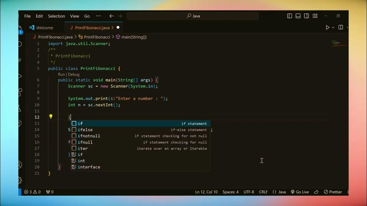 Java mein Fibonacci Series Print Karne ka Simple Program | Fibonacci ...