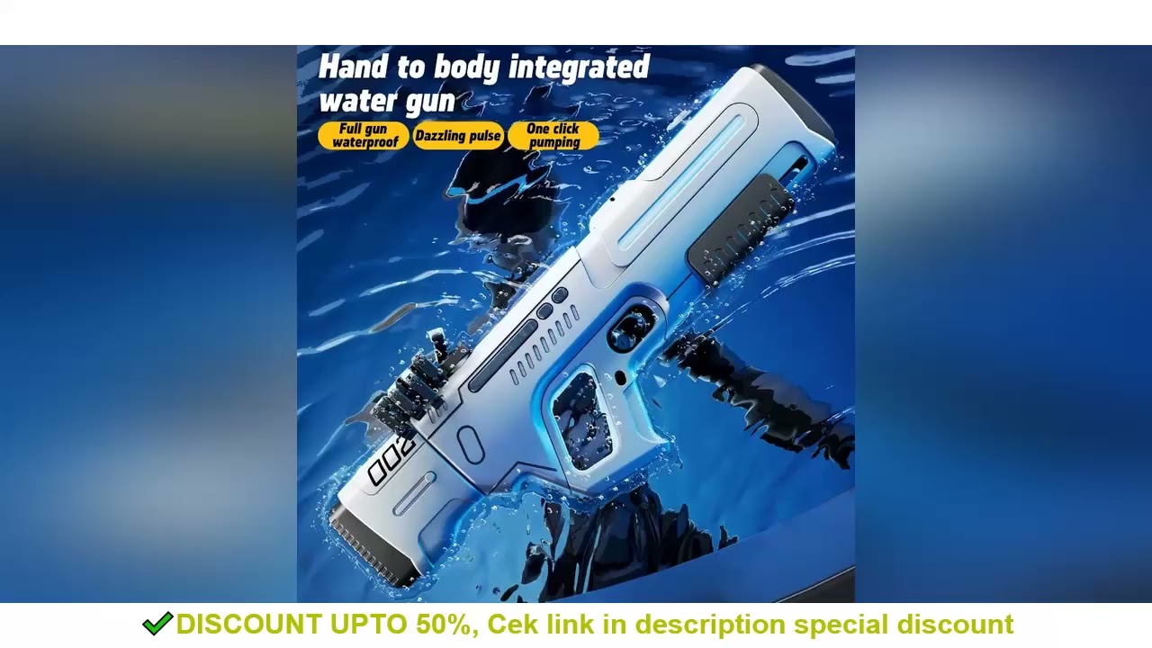 New Pulse Electric Continuous Shooting Water Gun Powerful Water Spray Light Large Capacity Self-prim