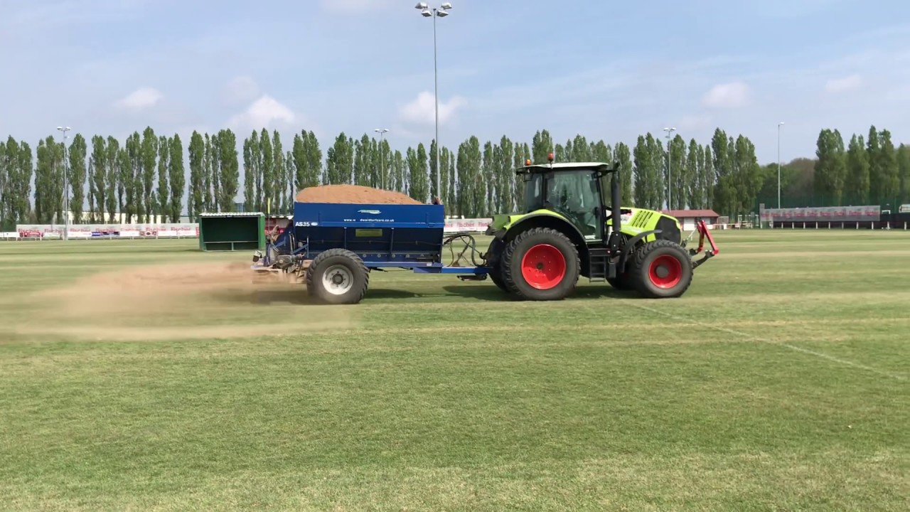 Football Pitch Maintenance Spreading Sand Topdressing YouTube