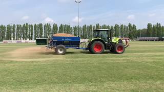 Football Pitch Maintenance  Spreading Sand Topdressing