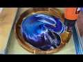 Resin Dirty Pour Technique Explained on Wooden Tray | 222