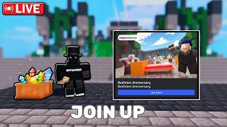🔴NEW Anniversary Update LIVE + CUSTOMS with VIEWERS.. (Roblox Bedwars)