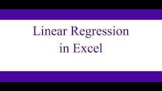 Spreadsheets: Linear Regression Analysis in Excel [ Novice ]