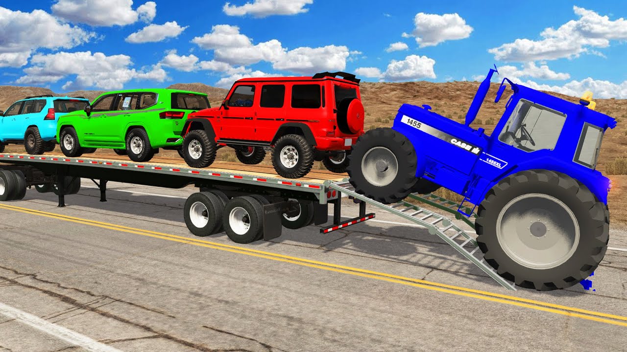 Flatbed Truck Mcqueen | Transportation with Truck - Pothole vs Car #15 - BeamNG.Drive
