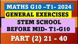 MATHS STEM SCHOOL G10-T1 BEFORE MID TERM