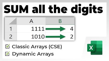 SUM all the digits in a cell Excel for Mac & Windows (Arrays Method)