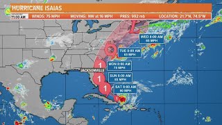 Tropical Storm Warnings issued for parts of southeastern Florida as Hurricane Isaías is expected to