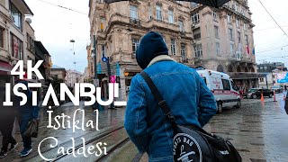 Walking in the Rain, Istiklal Caddesi, Istanbul/ Turkey | 4K ASMR