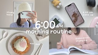 6:00 AM Studying Morning Routine | Pomodoro Exam Study Marathon | Productive Days in my Life!