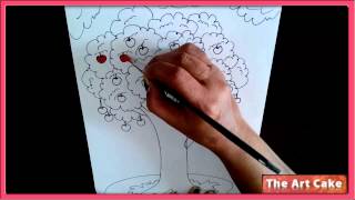 An Apple Tree Water Colour Painting  How to draw an Apple Tree in easy strokes