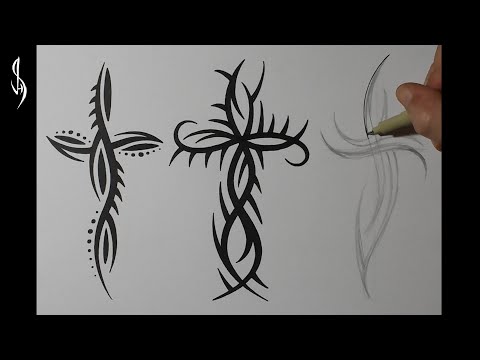 How to Draw Cross Designs | Cool Tribal Tattoo Design Style