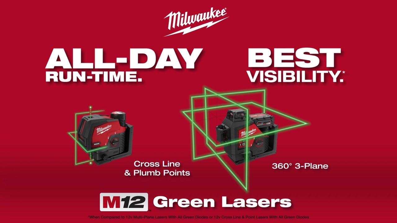 M12 12-Volt Lithium-Ion Cordless Green 125 ft. Cross Line and Plumb Points  Laser Level (Tool-Only)