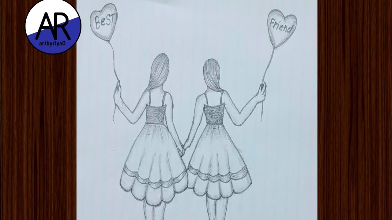 Best Friend Pencil Drawing || How to Draw a BFF || Drawing video for ...
