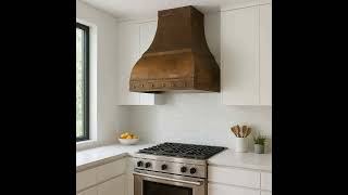 Handcrafted Copper Range Hood with Flared Body and Riveted Bands