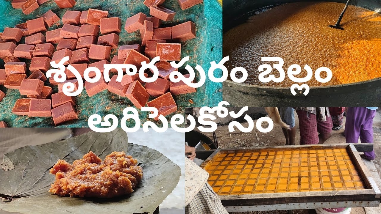 ఆర్గానిక్ బెల్లం పంచదార కలపకుండా అరిసెల కోసమేమన కళ్ళ ముందే చెరుకు రసం తీసి బెల్లం తయారు చేసి ఇస్తారు
