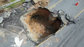 Drone 5: 25-foot deep sinkhole closes Roxboro road