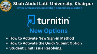 How to Use Turnitin Quick Submit Option and Domain Login Option Activation.