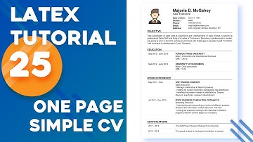 Latex Tutorial # 25 | One Page Simple CV