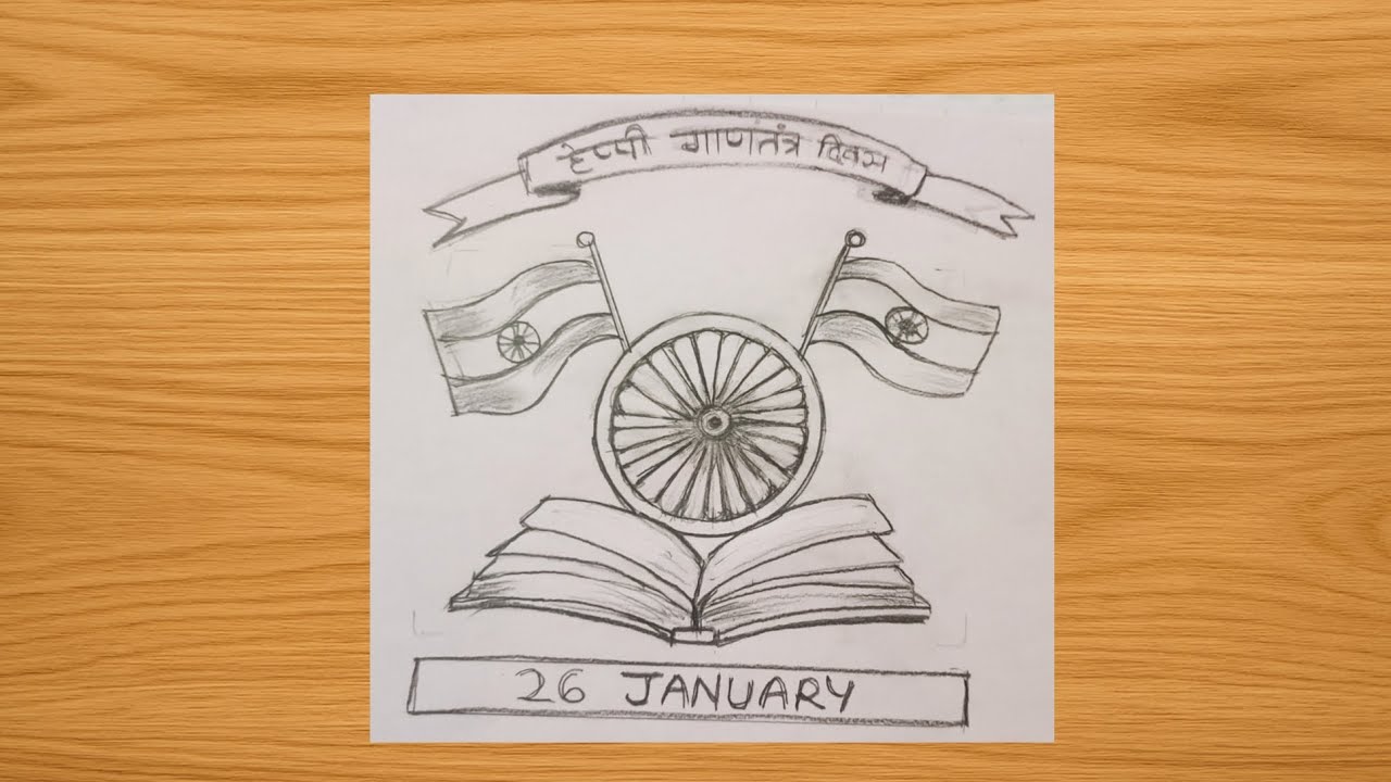 Republic Day Drawing 🇮🇳 | Indian Flag & Ashoka Chakra Pencil Art 