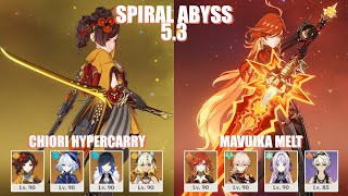 C6 Chiori Hypercarry & C0 Mavuika Melt Spiral Abyss 5.3 Genshin Impact