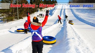 [4K HDR] Snow Tubing on a Sunny Freezing Day at Glissade Myrand in Quebec - Canada