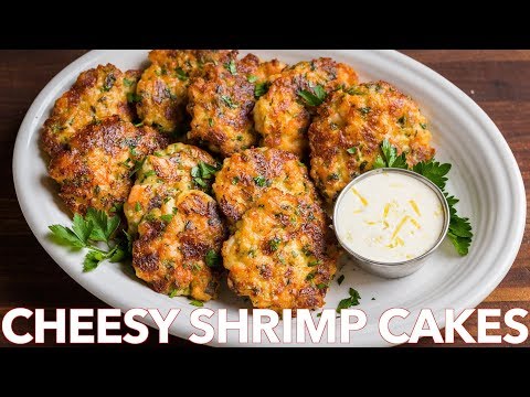 Cheesy Shrimp Cakes Recipe with Lemon Aioli Sauce