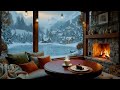 Unwind with Smooth Winter Jazz Music & Snowfall❄️ Jazz Piano and Cozy Fireplace for Focus and St