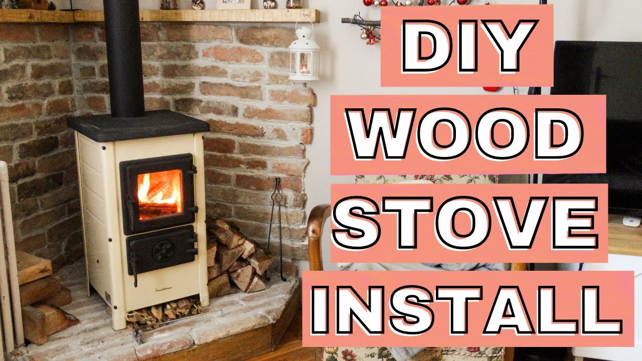 DIY Wood Stove Installation | DIY Brick Hearth for Wood Stove - YouTube