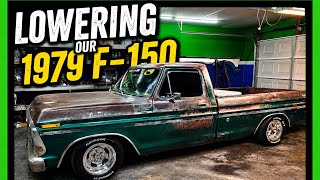 Lowering our 1979 F150 with the Maxpeed lowering kit. #dentside #ford #diy #mechanic #classic #fyp 