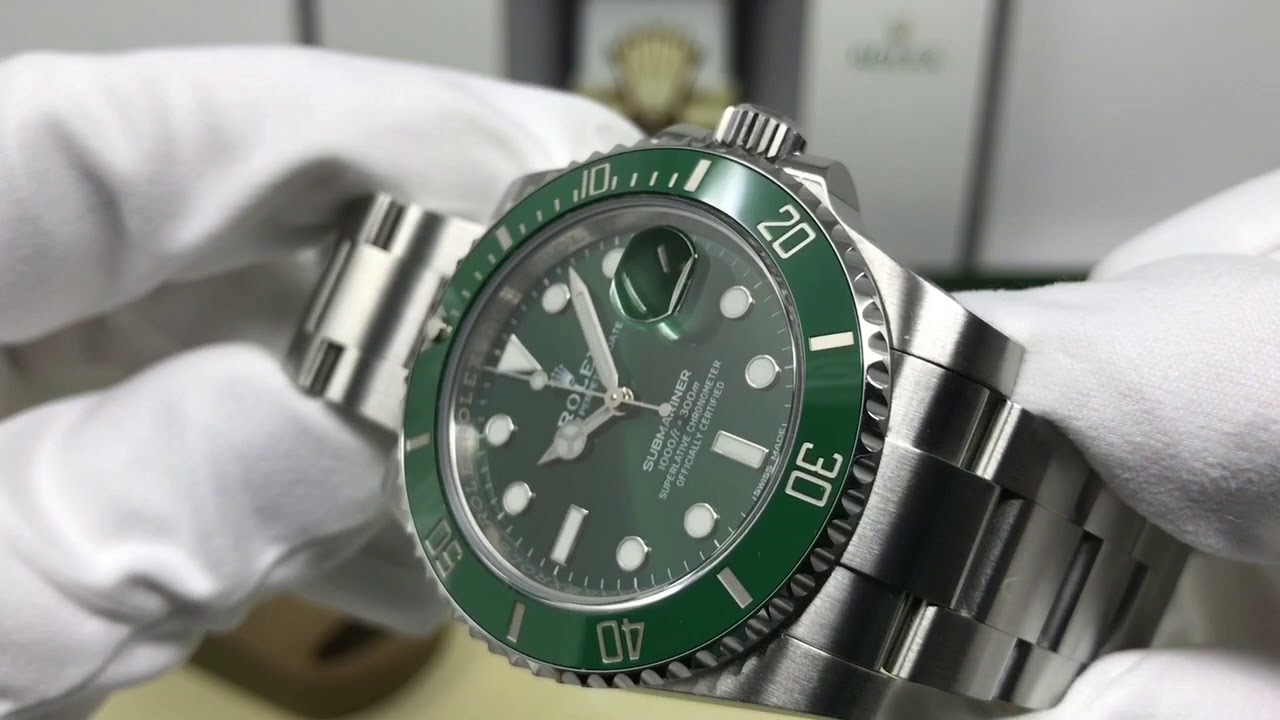 Rolex Green Hulk Submariner 116610 nerūsējošā tērauda kastes un papīra  kaltuve 2015 | HushHush.com