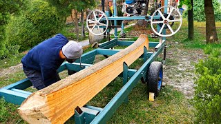 Homemade Band Sawmill Build from Scraps  Milling Wood for first time