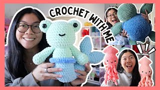 Crochet With Me launching my new website!! Mermaids, squids, & jumbo turtles! Crochet Studio Vlog