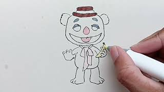 Drawing Funko Pop Fozzie Bear holding Banana from the Muppets