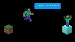 Jumping over the minecraft void.