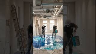 Ocean Wave Epoxy Floor Transformation in Luxury Showroom | Stunning 3D Metallic Flooring Design
