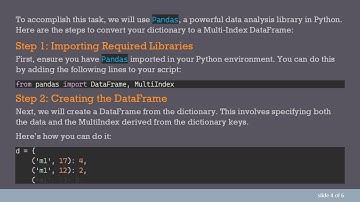 How to Convert a Python Dictionary with Tuple Keys to a Pandas Multi-Index DataFrame
