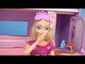 Barbie Rapunzel & Elsa Train Travel Evening Routine - Barbie Doll Train Toy