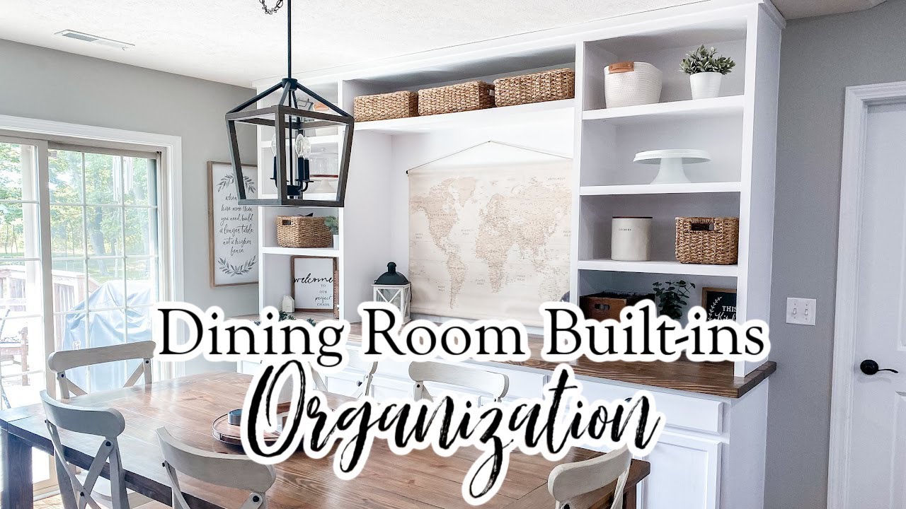 DINING ROOM BUILTINS ORGANIZATION TOUR HOMESCHOOL STORAGE AND
