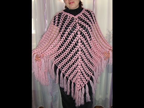 Ажурное пончо ( мастер-класс ). Вязание крючком.  How to crochet openwork poncho. часть 2.