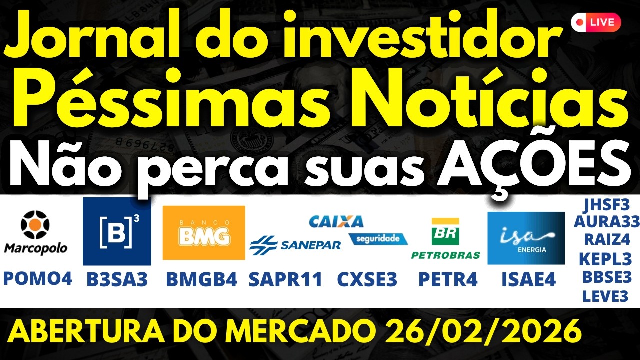 VÃO CAIR POMO4 B3SA3 BMGB4 CXSE3 SAPR11 PETR4 ISAE4 JHSF3 AURA33 RAIZ4 KEPL3 BBSE3 LEVE3 WEGE3 BBAS3