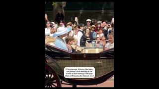 The Wales kids waiving at the crowd as their carriage rode pass them at Trooping the Colours