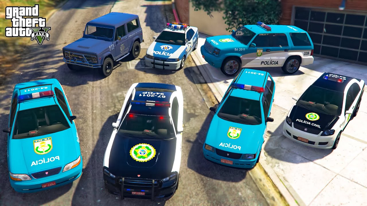GTA 5 - Franklin Steal Brazilian Police Department Vehicles in GTA V! | (GTA V Roleplay)