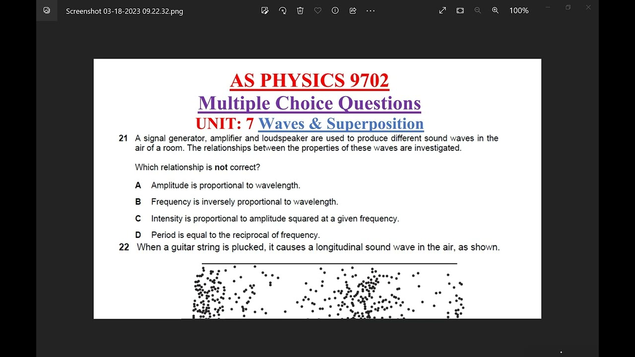 Waves & Superposition ;AS PHYSICS 9702 [MULTIPLE CHOICE QUESTIONS] #Part 1