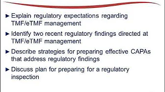 TMF/eTMF Regulatory Agency Expectations, Inspections, and Findings