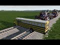 Small Cars To Big Cars With Train - Cars vs Rail and Giant Pit - BeamNG.drive