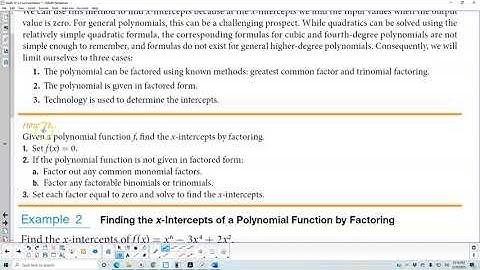 Math 10 5.3 Example 2 Finding the x-Intercepts of a Polynomial Function by Factoring