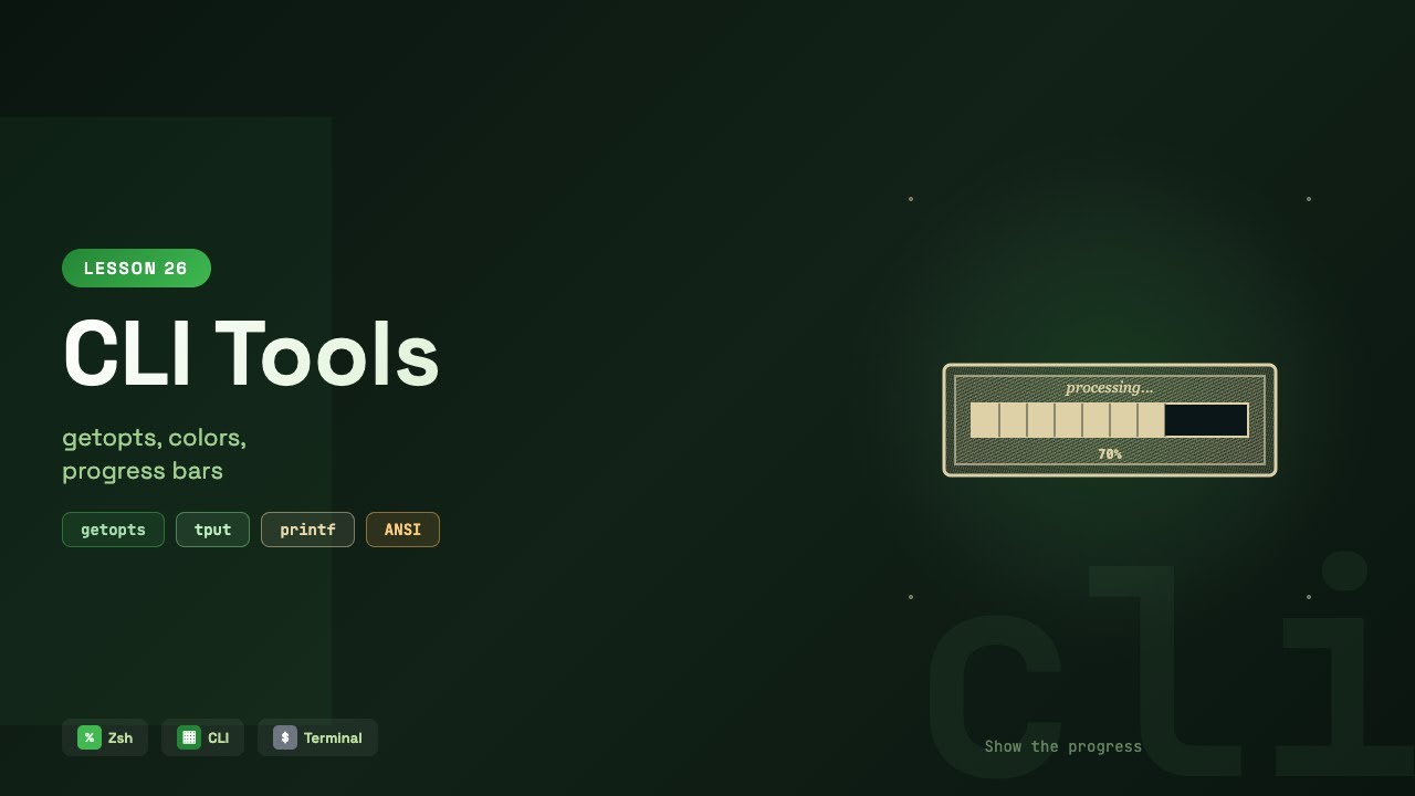 Zsh CLI Tutorial — getopts, Colors, Progress Bars & Todo App #26 - YouTube