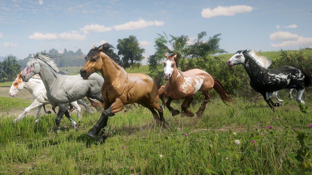 Spirit and his herd run from one side of the map to the other in Red Dead Redemption 2